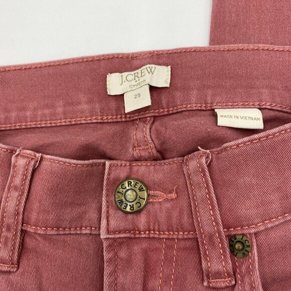 J. Crew Womens Size 25x26 Toothpick Skinny Ankle Cropped Rose Pink Jeans - Picture 3 of 4